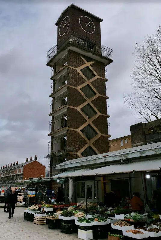 Chrisp Street Market clock tower