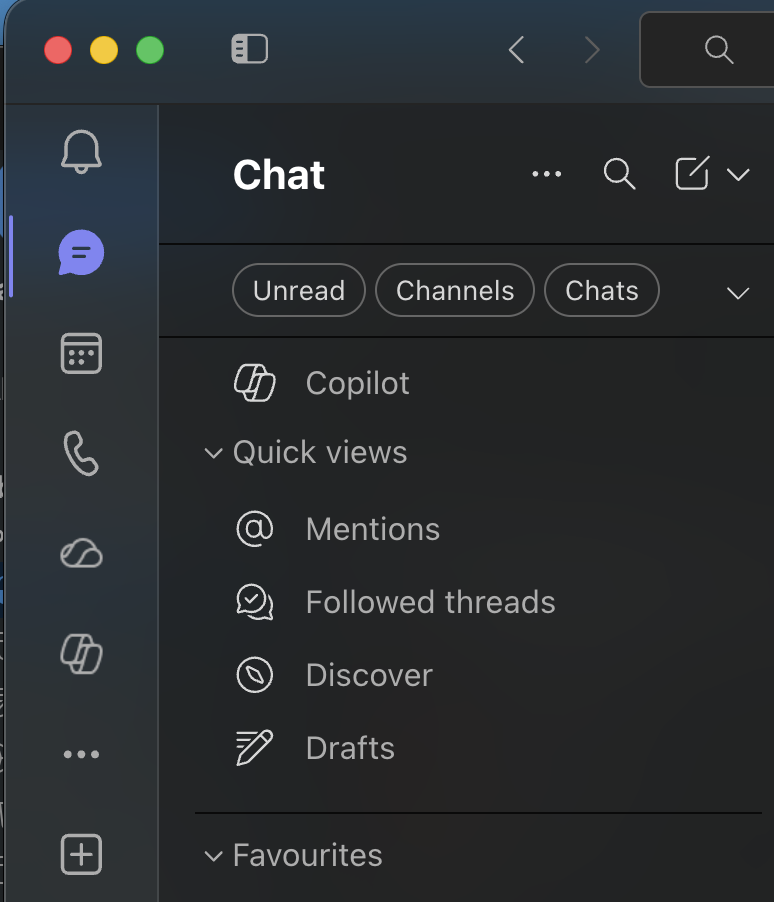 The Microsoft Teams left-hand sidebar